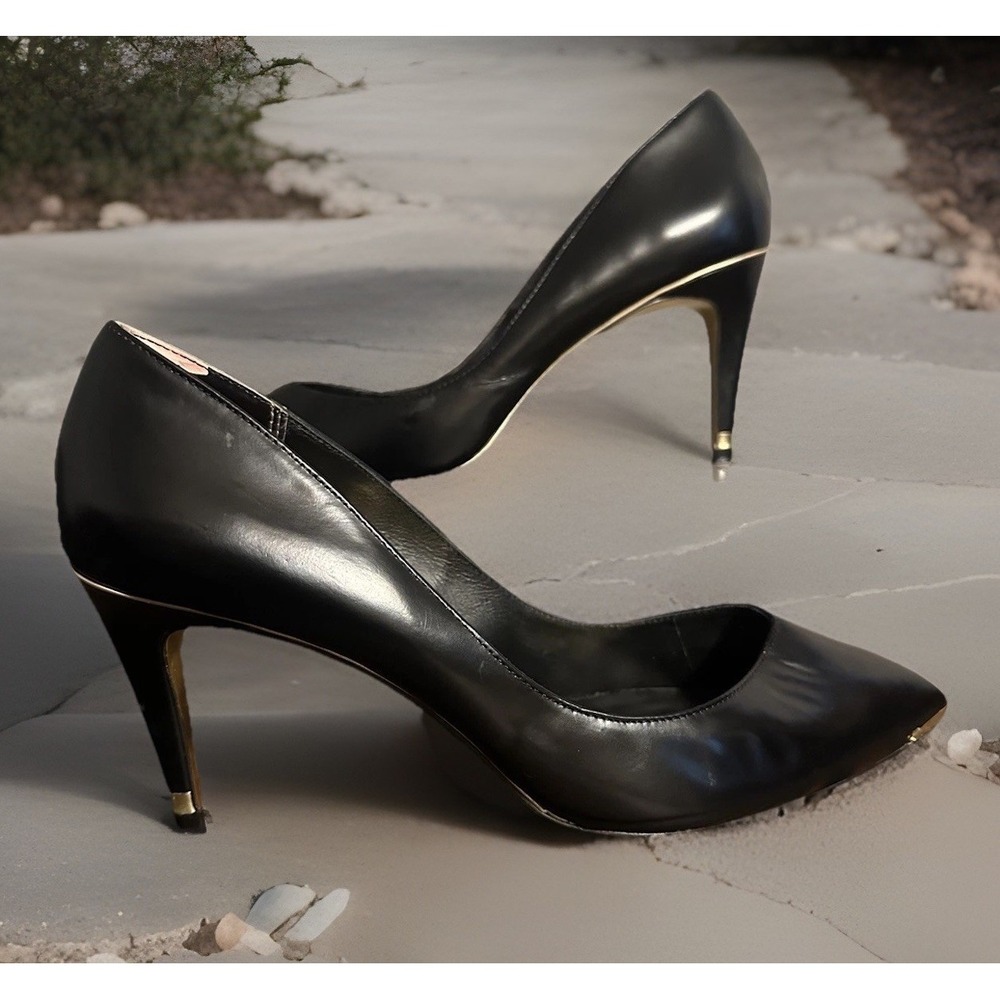 Ted Baker London US 10 Black Patent Pumps Stiletto Heels Pointed Toe Glam - Picture 2 of 16